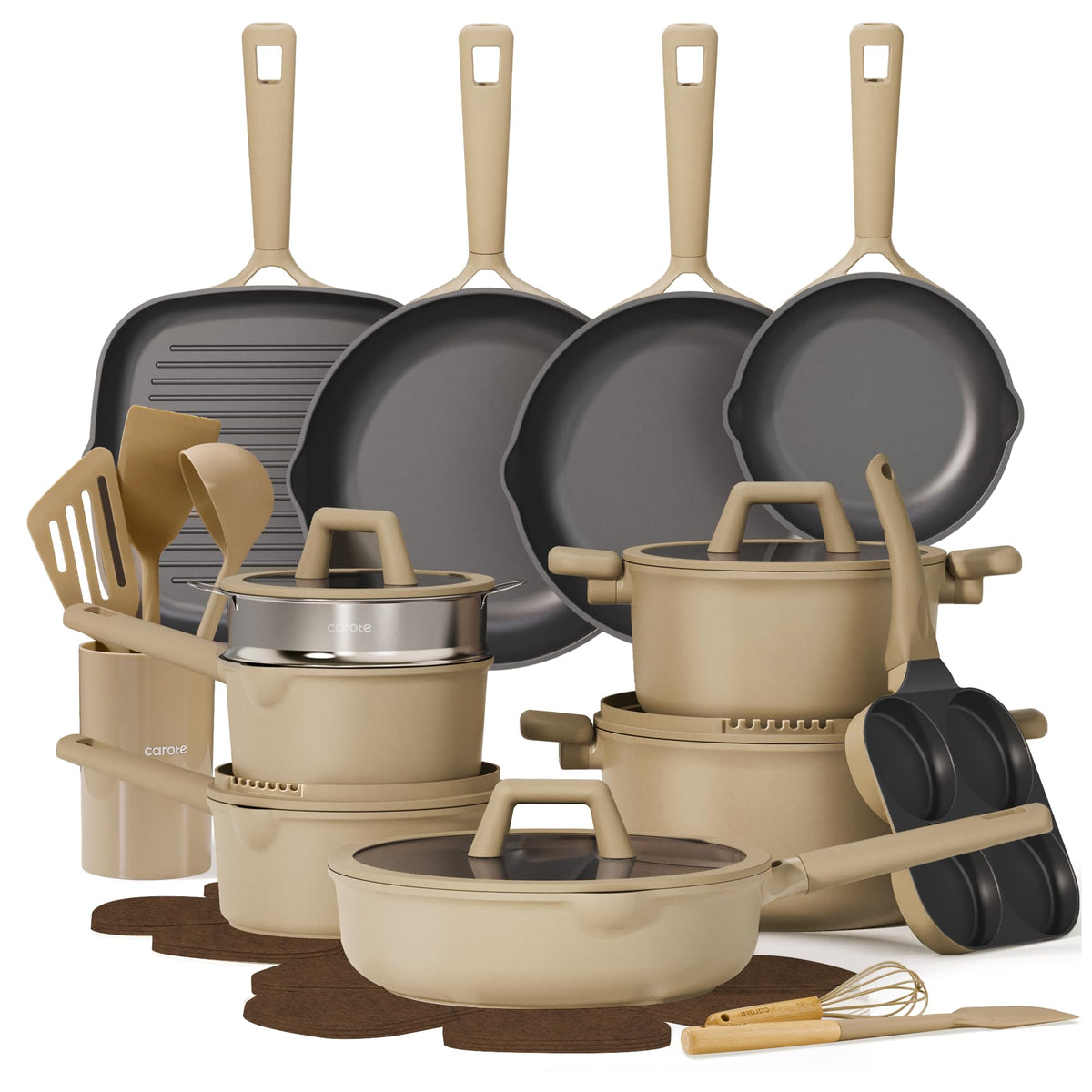 CAROTE conjunto sartenes 8 pulgadas para cocción rápida y uniforme