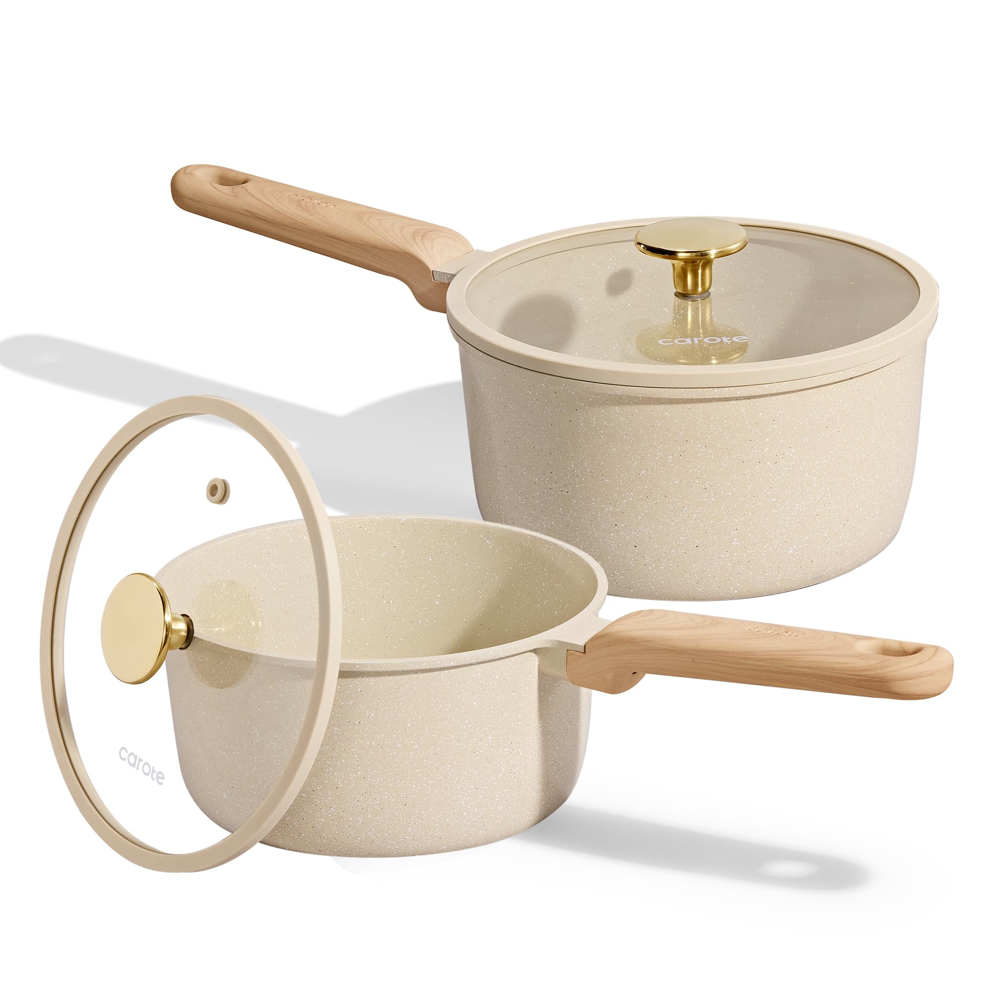 CAROTE sarten ceramica 1-6qt con tapa para cocción estable y limpieza fácil
