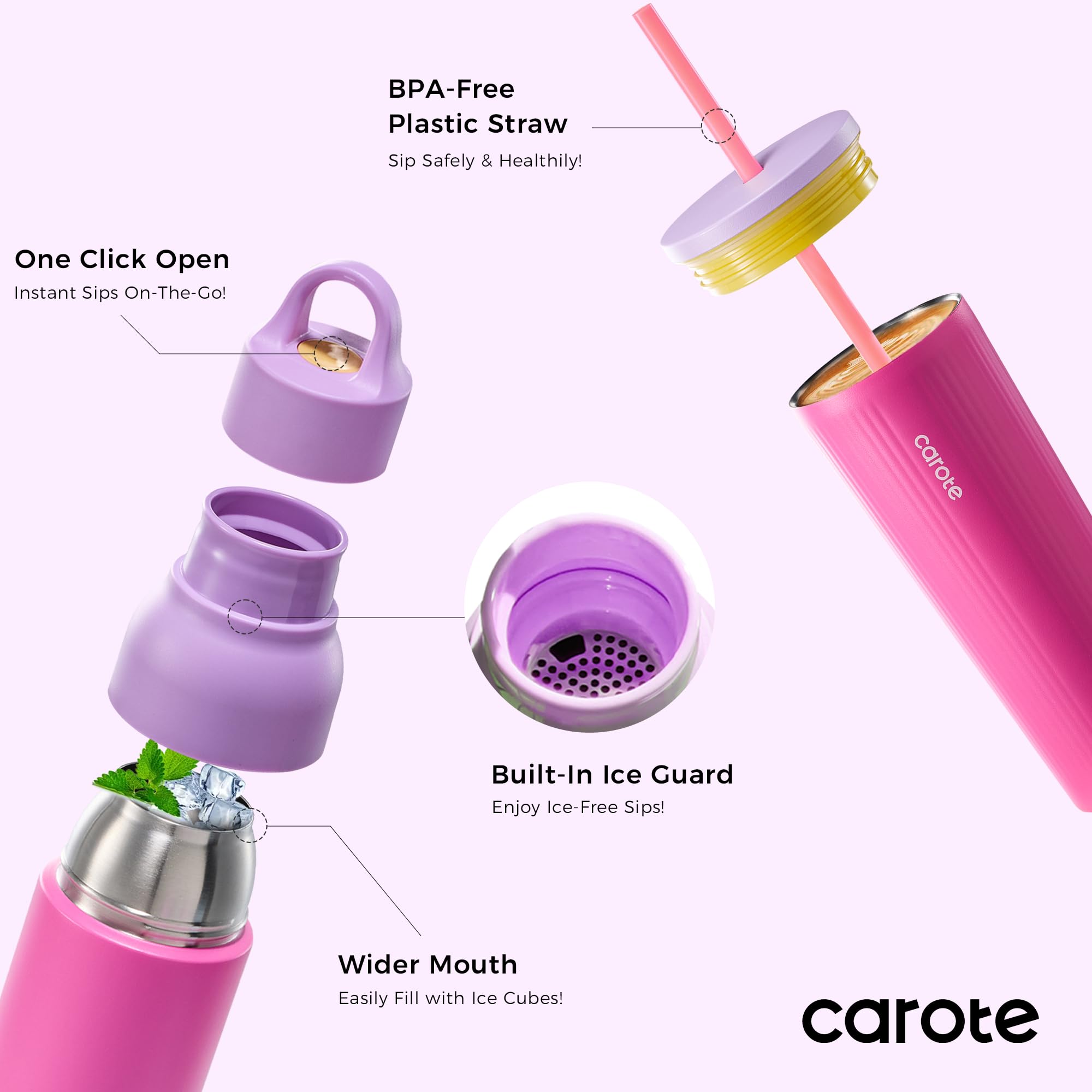 CAROTE conjunto de viaje, botella y tumbler para movimiento diario.