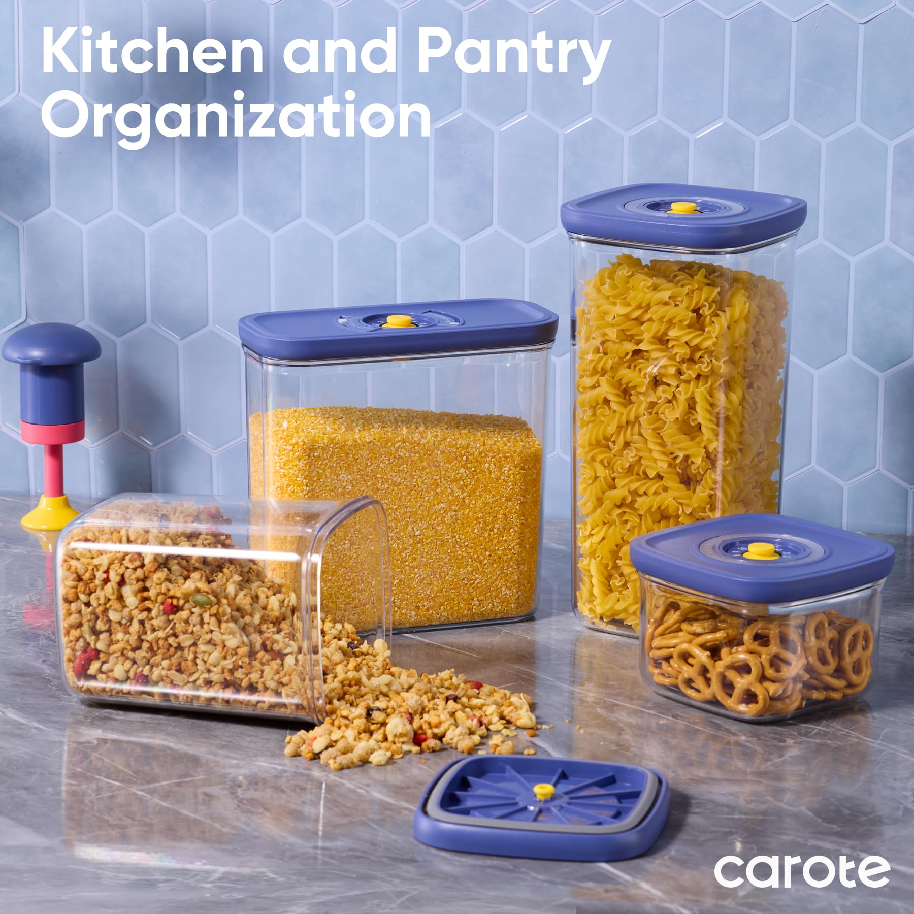 CAROTE contenedor cuadrado 1.9QT con tapa para granos.