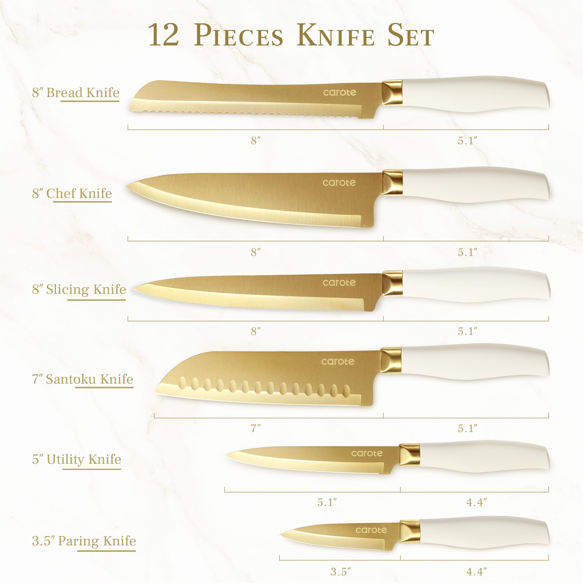 Cuchillo CAROTE chef 8 pulgadas para cortes uniformes