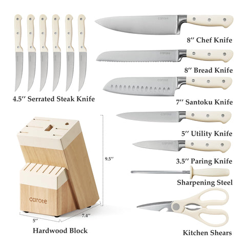 Cuchillo cocinero CAROTE de 8 pulgadas, afilado para cortes precisos.