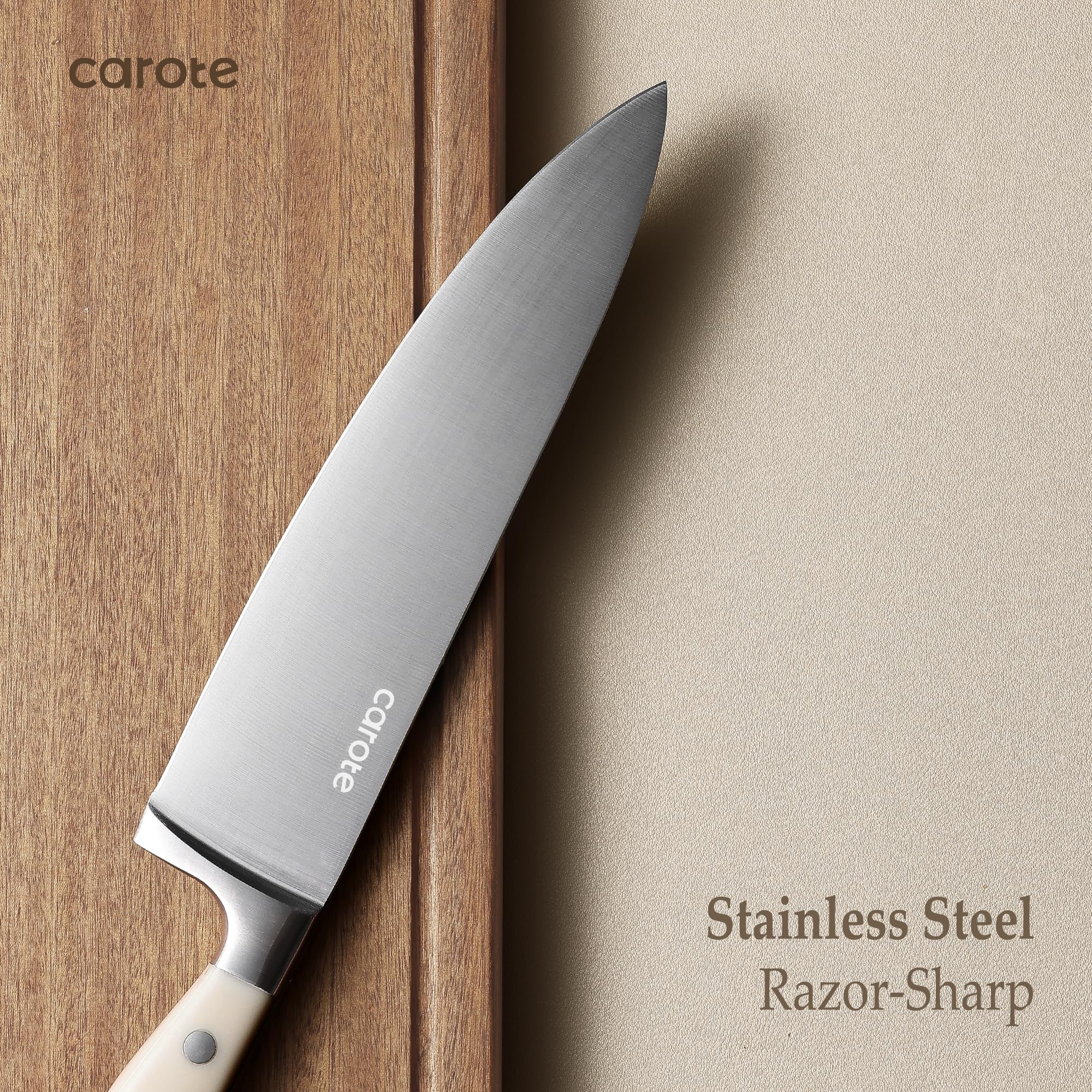 Cuchillo pan CAROTE de 8 pulgadas para rebanar con facilidad.