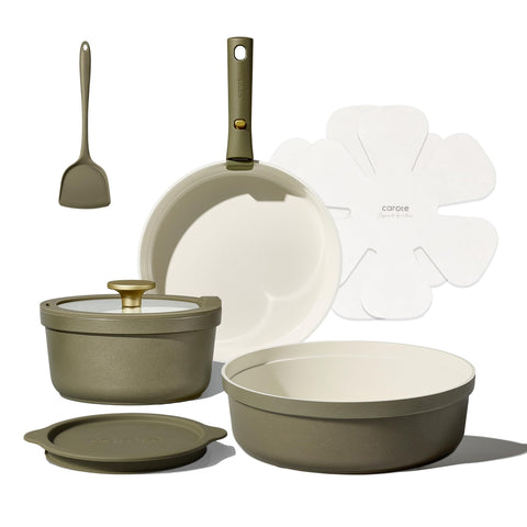 CAROTE juego de ollas ceramicas con mangos desmontables para almacenamiento compacto.