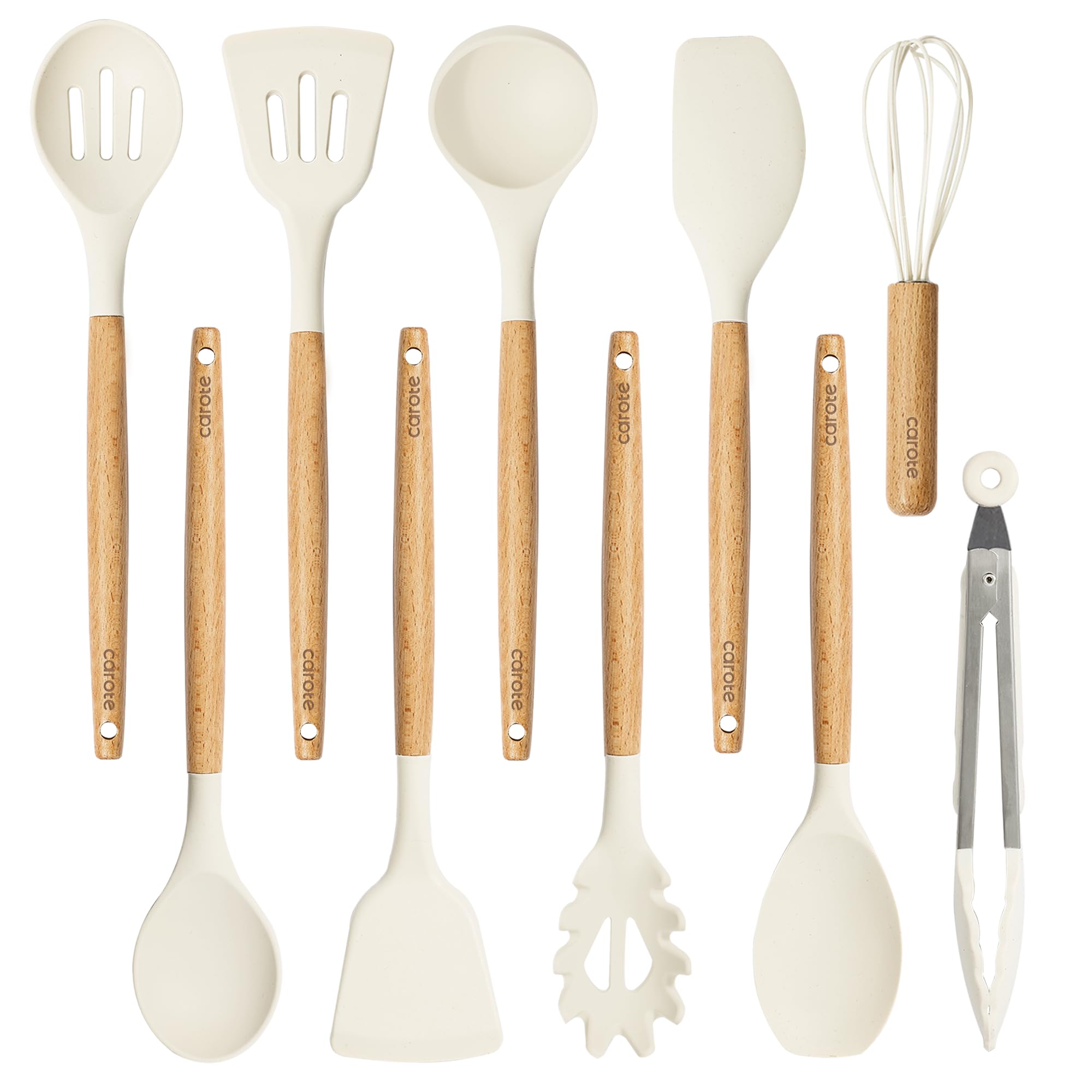 CAROTE juego de utensilios de silicona para cocinar, protege sartenes antiadherentes.