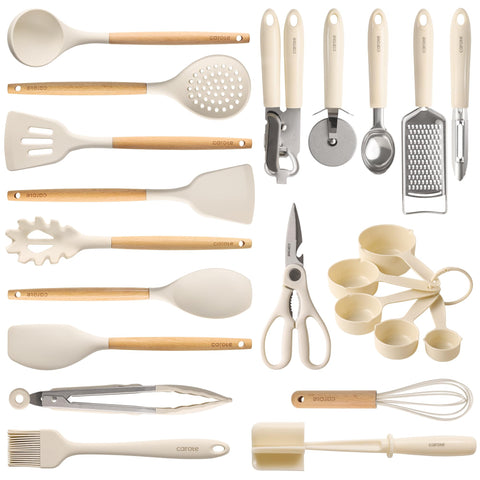 CAROTE: conjunto de utensilios de silicona 22 piezas, ideal para cocinar sin rayar ollas antiadherentes.