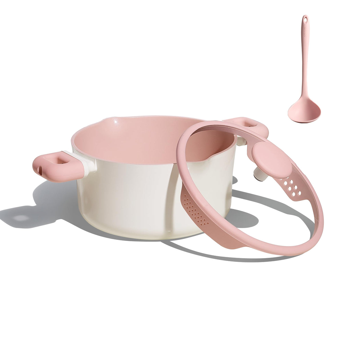 CAROTE Olla 4QT con tapa y cazo, ideal para hervir y servir sopas rápida.