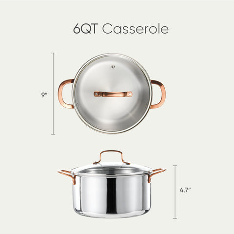 CAROTE olla 6qt tres-capas tapa de vidrio muestra cocción con monitoreo fácil
