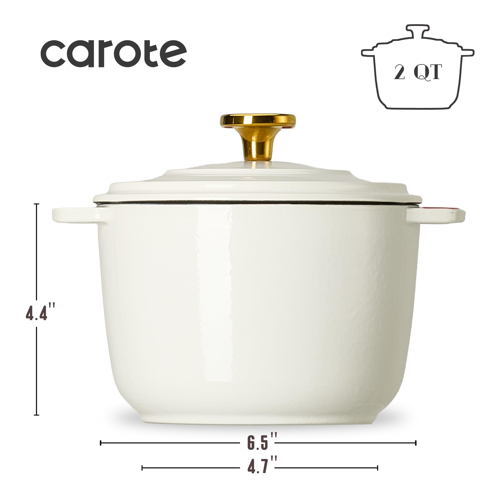 CAROTE olla mini 2qt, interior esmaltado negro mate, patina natural antiadherente.