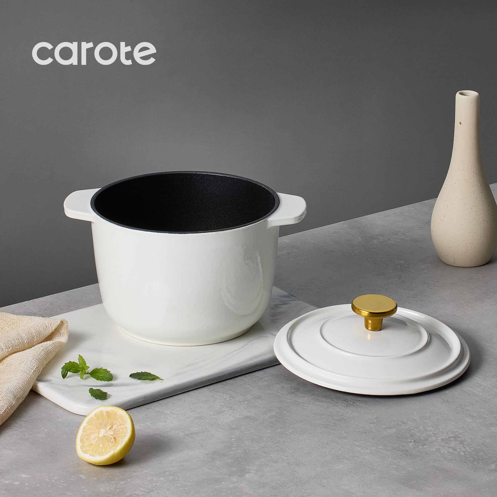 CAROTE olla mini 2qt, mango doble para transporte seguro.