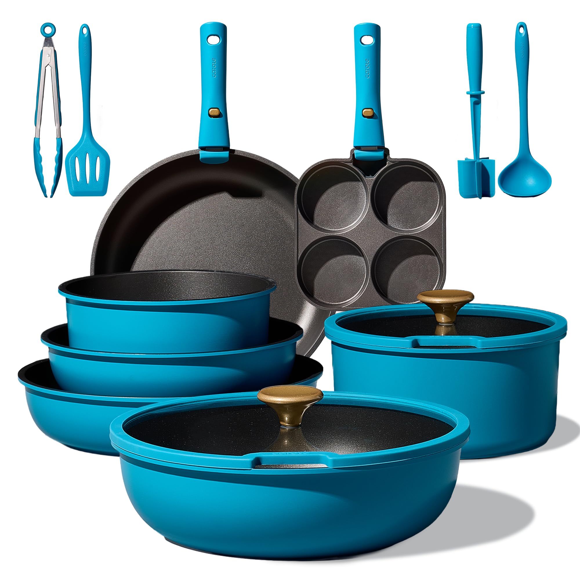 CAROTE conjunto de ollas y sartenes con mango desmontable para almacenamiento compacto