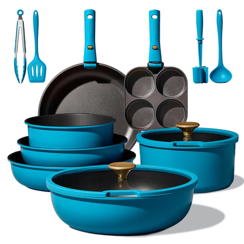 CAROTE conjunto de ollas y sartenes con mango desmontable para almacenamiento compacto