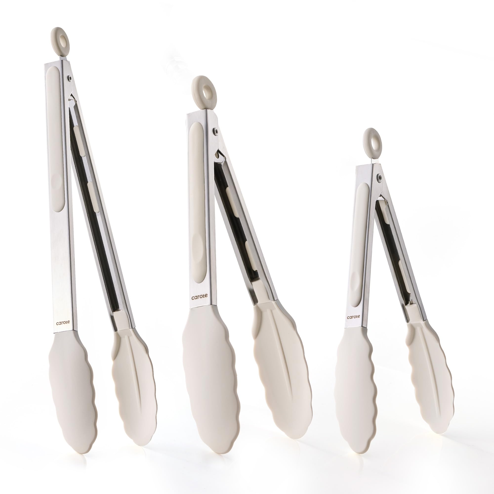 Pinzas CAROTE de 7 pulgadas con silicona suave para proteger sartenes antiadherentes.