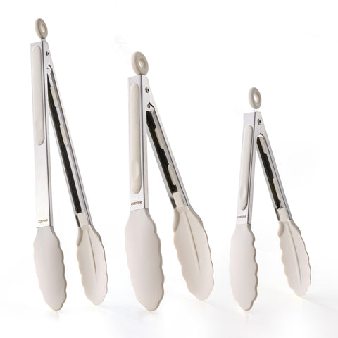 Pinzas CAROTE de 7 pulgadas con silicona suave para proteger sartenes antiadherentes.