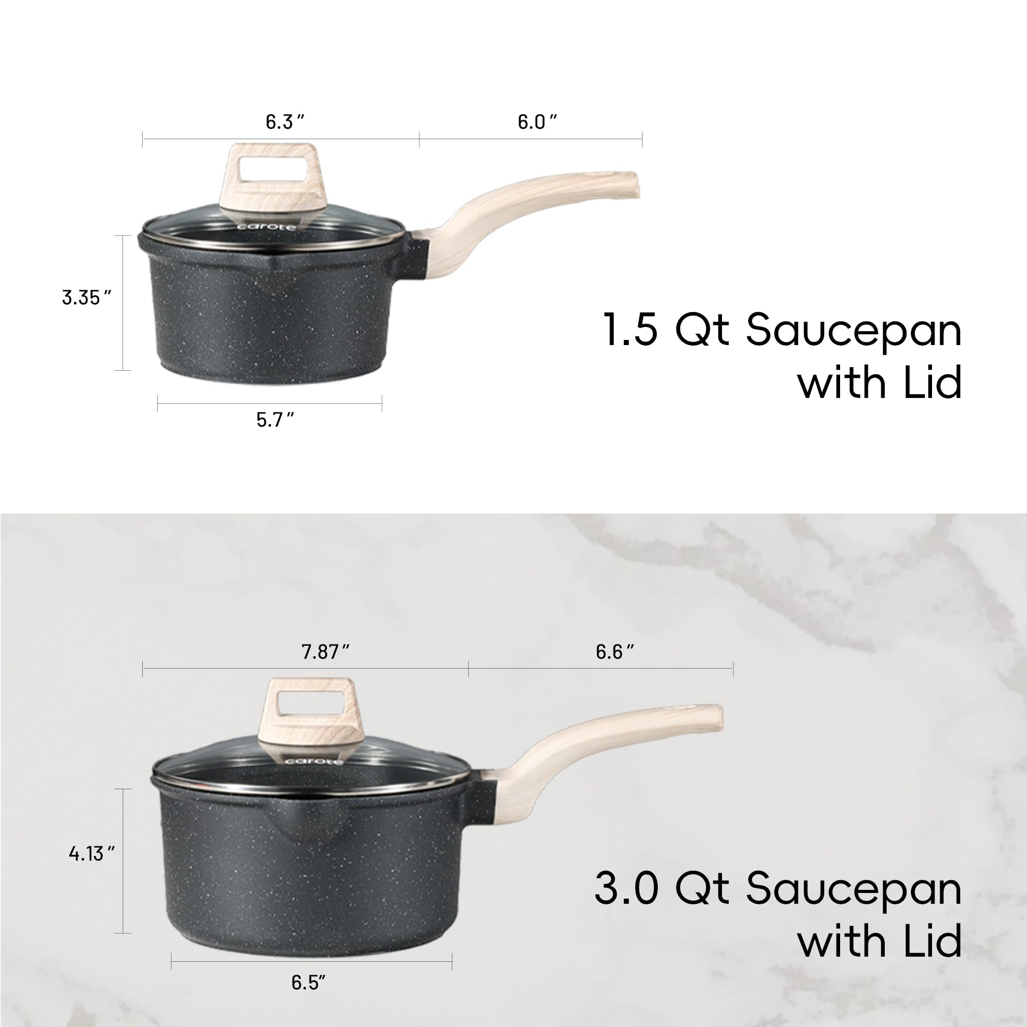 CAROTE sartén 1.5qt con vertidor, verter fácilmente aceites y salsas