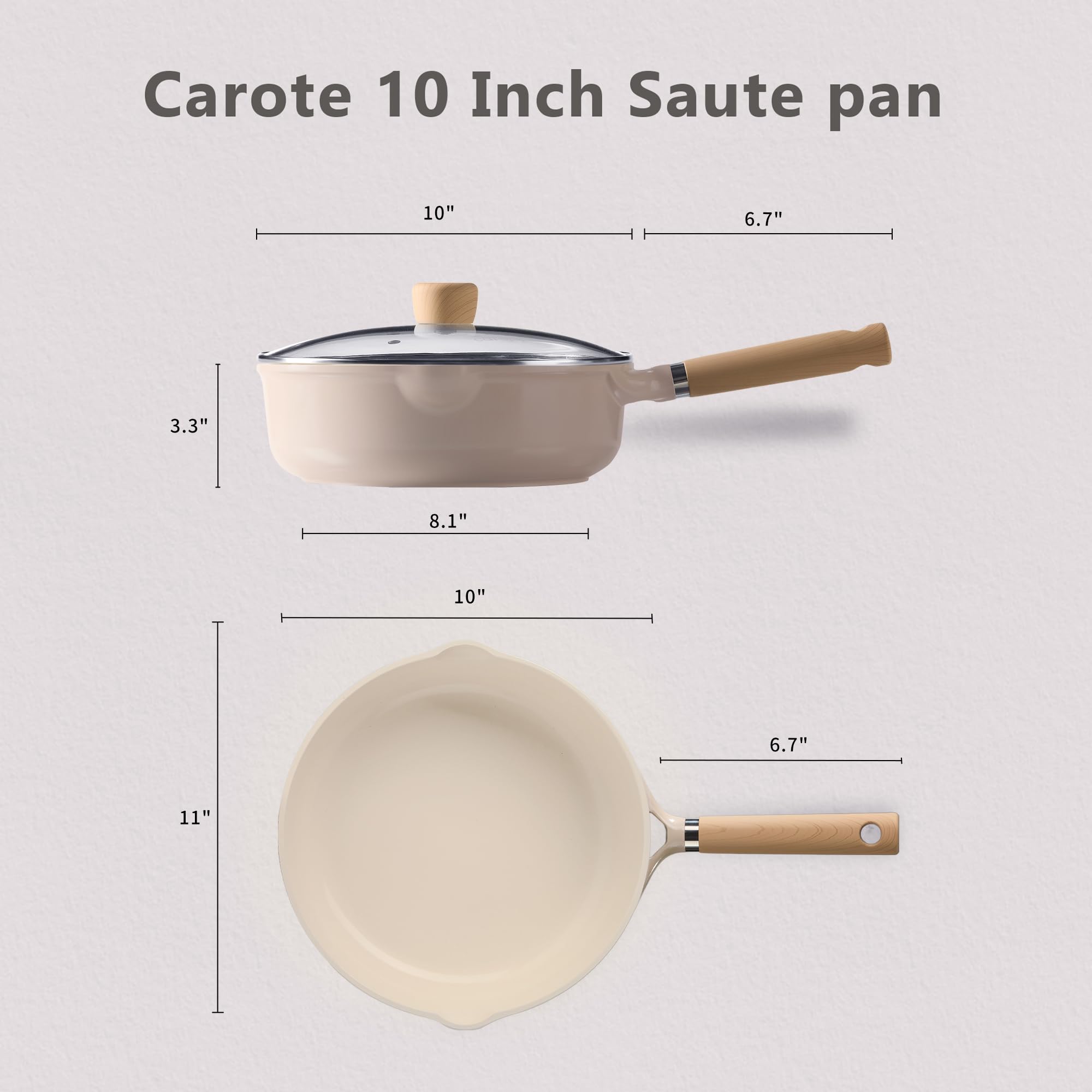 Sartén CAROTE de 10 pulgadas con tapa de vidrio para vigilar la cocción