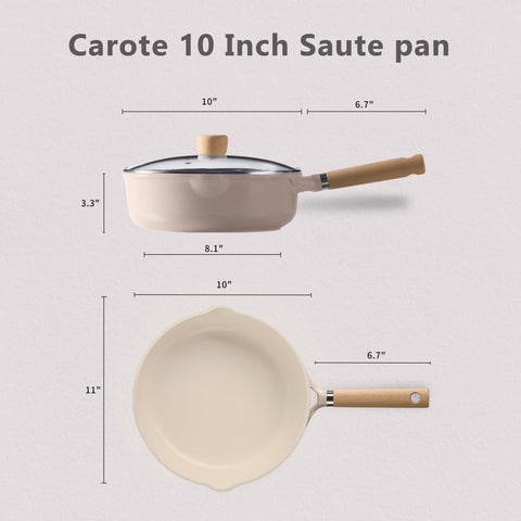 Sartén CAROTE de 10 pulgadas con tapa de vidrio para vigilar la cocción