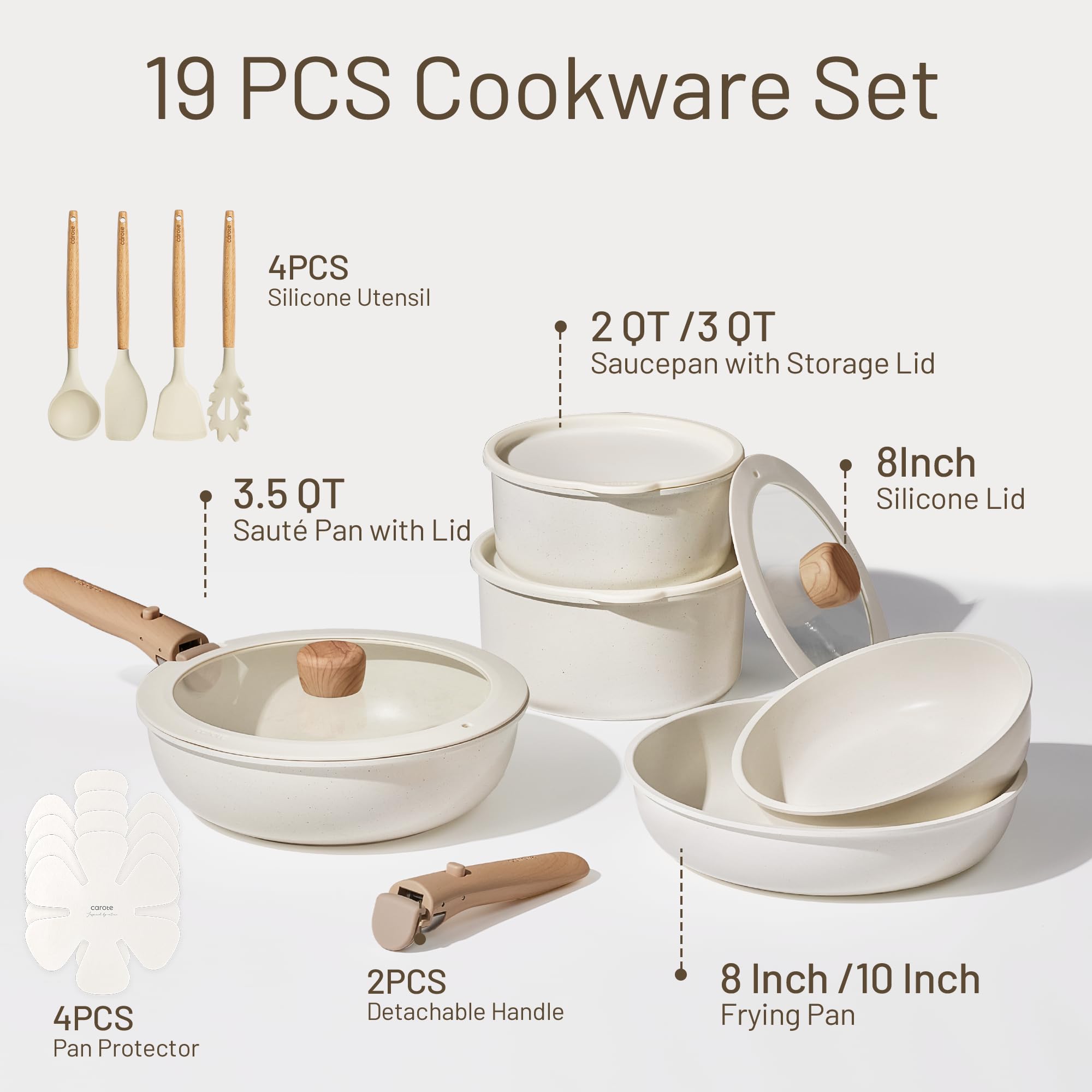 Sartén CAROTE de 10 pulgadas con mango desmontable para versatilidad en la cocina
