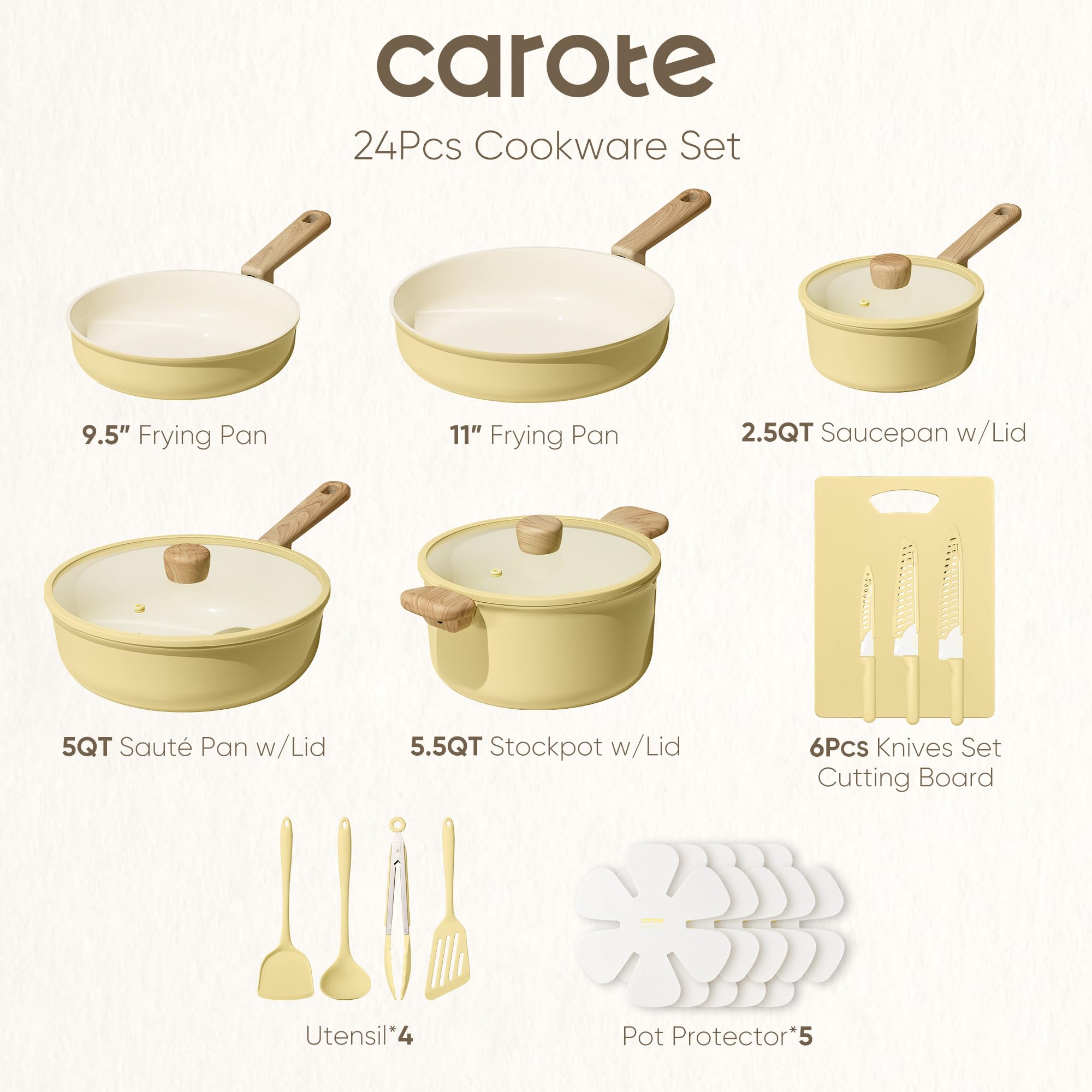 CAROTE sartén 11-pulgadas antiadherente para freír sin esfuerzo