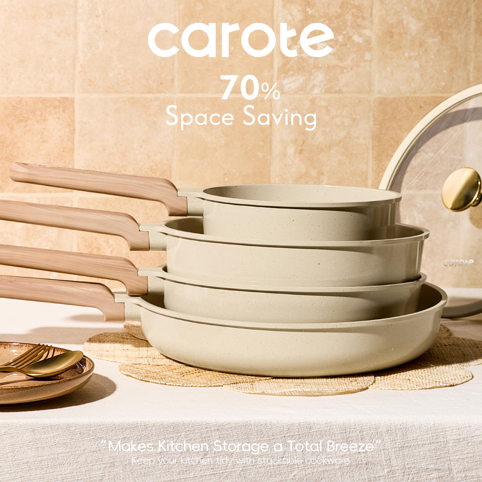 CAROTE sartén de 4,5 cuartos para saltear con tapa y control de calor