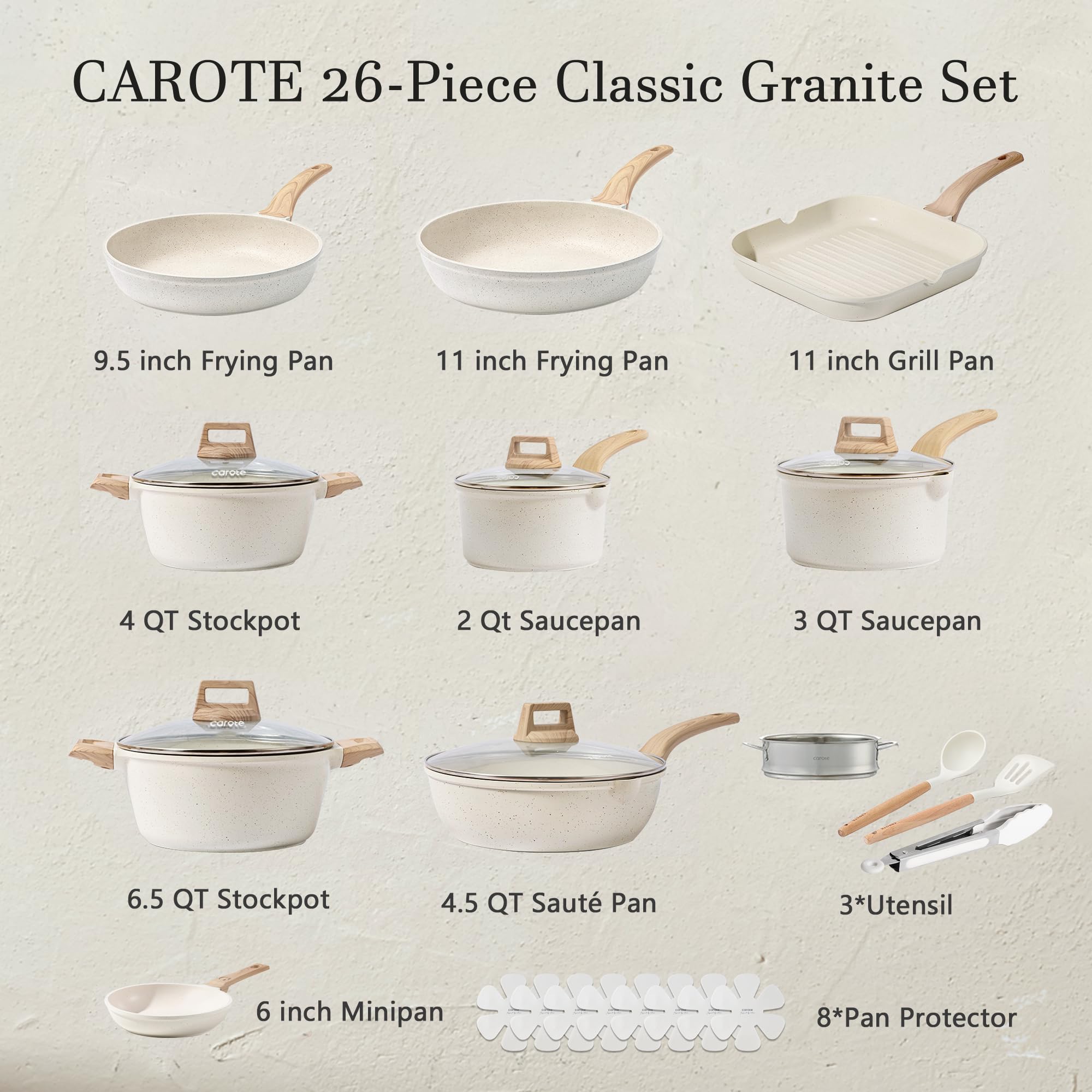 Sartén CAROTE de 6 pulgadas antiadherente, ideal para desayunos y fritos rápidos