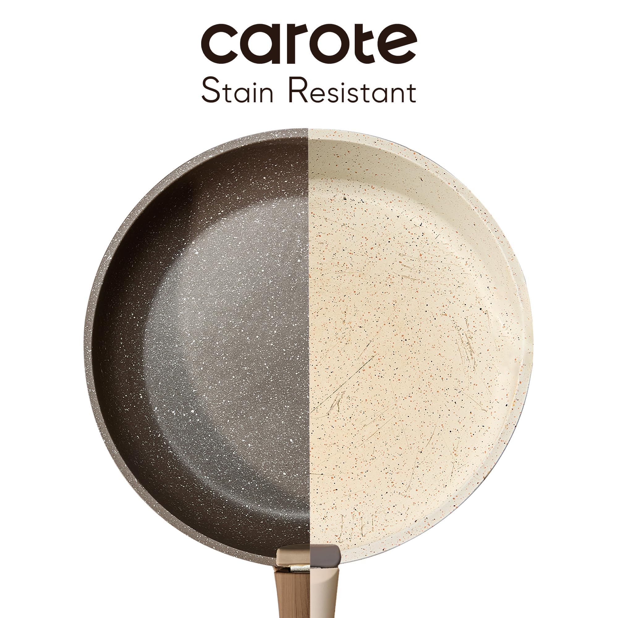 CAROTE sartén de 8 pulgadas desmontable para cocción rápida y manejo seguro.