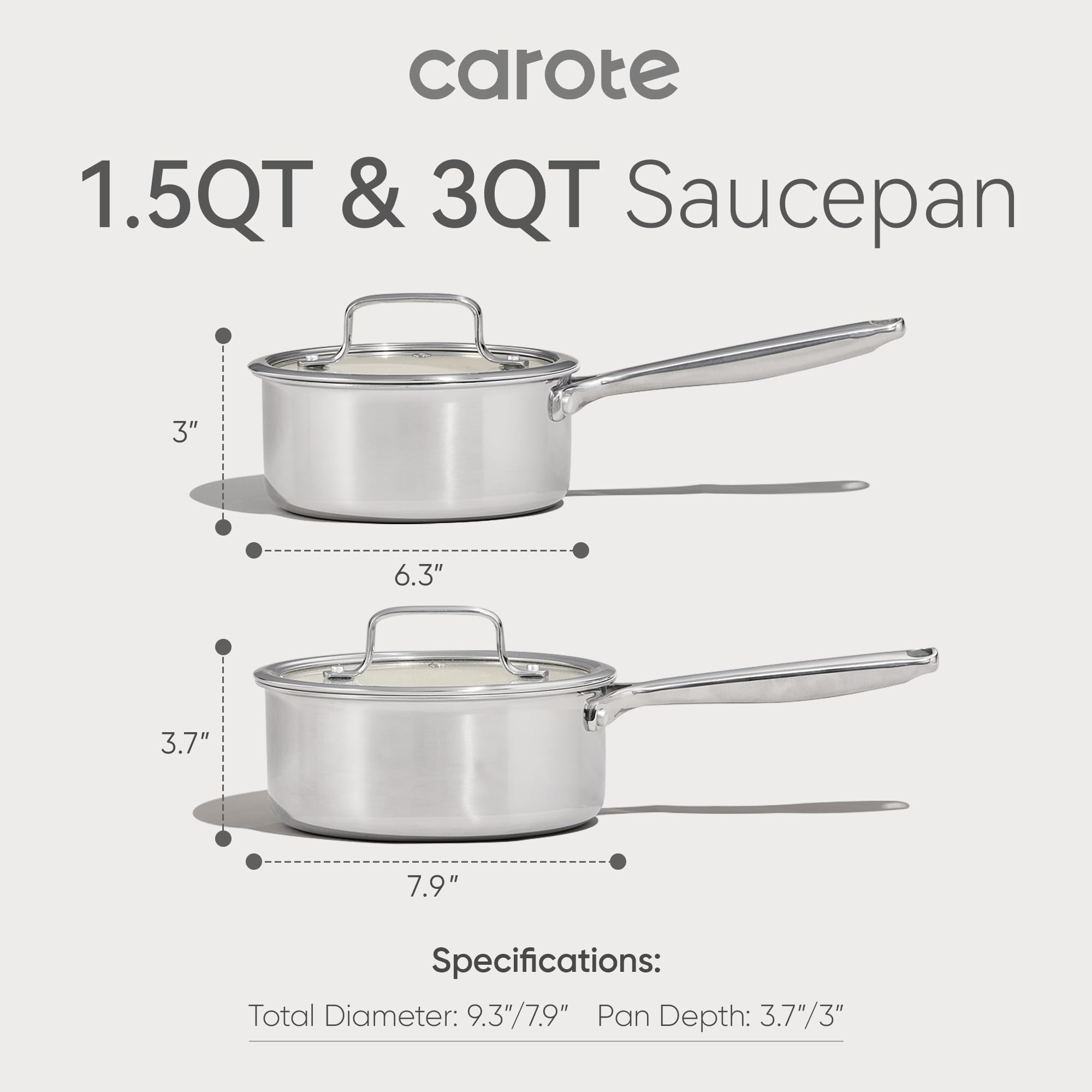 CAROTE sarten cerámico 1-6qt, tapa incluida, control de temperatura