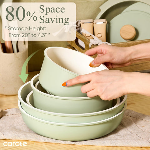CAROTE sartén salteado 4qt con tapa de silicona para frituras uniformes.