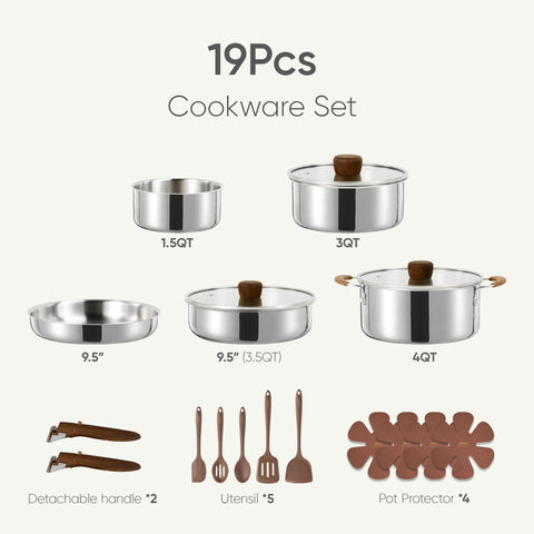 CAROTE sartenes y ollas apilables, ahorro de espacio para cocinas pequeñas.