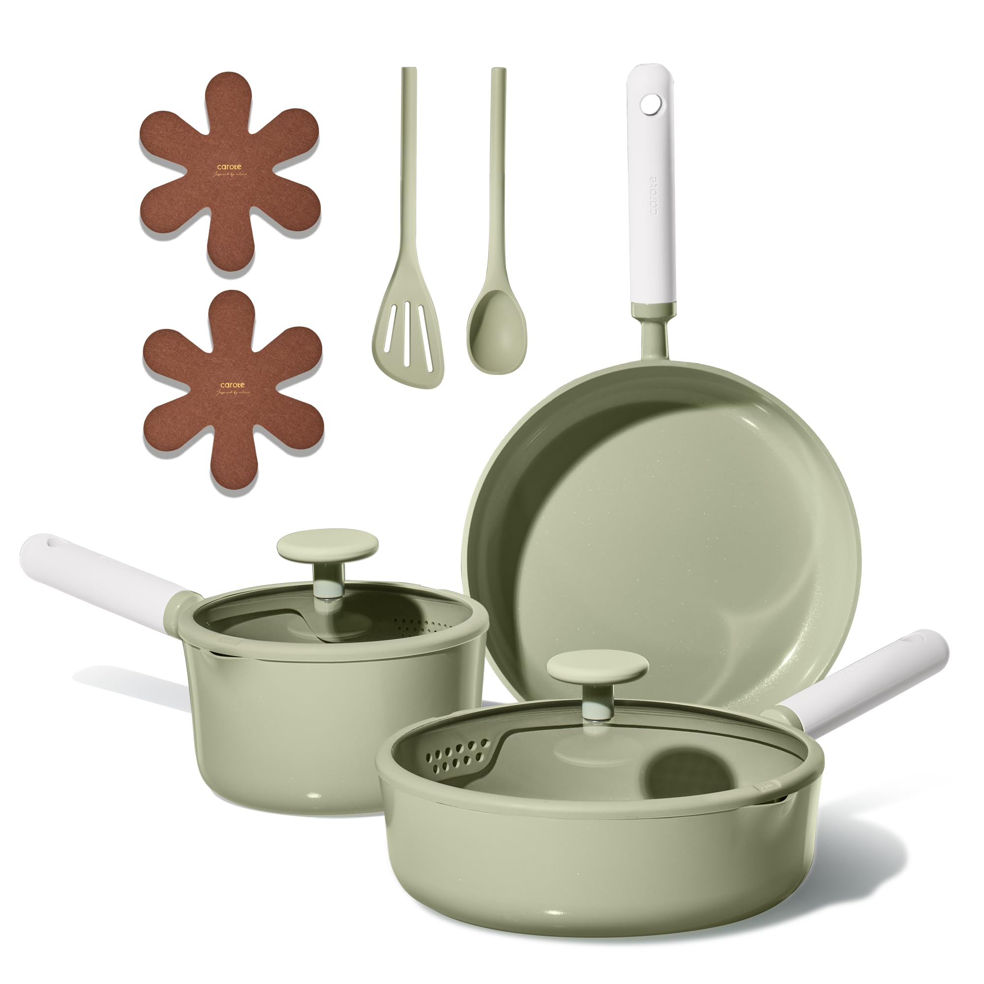 CAROTE set de cazuelas cerámicas 9 piezas: cocción uniforme y limpieza sencilla.
