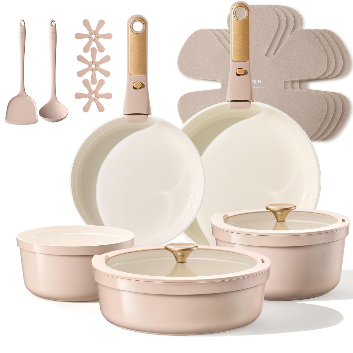 CAROTE set ceramico titanio 18 piezas, ideal para saltear facil y limpiar