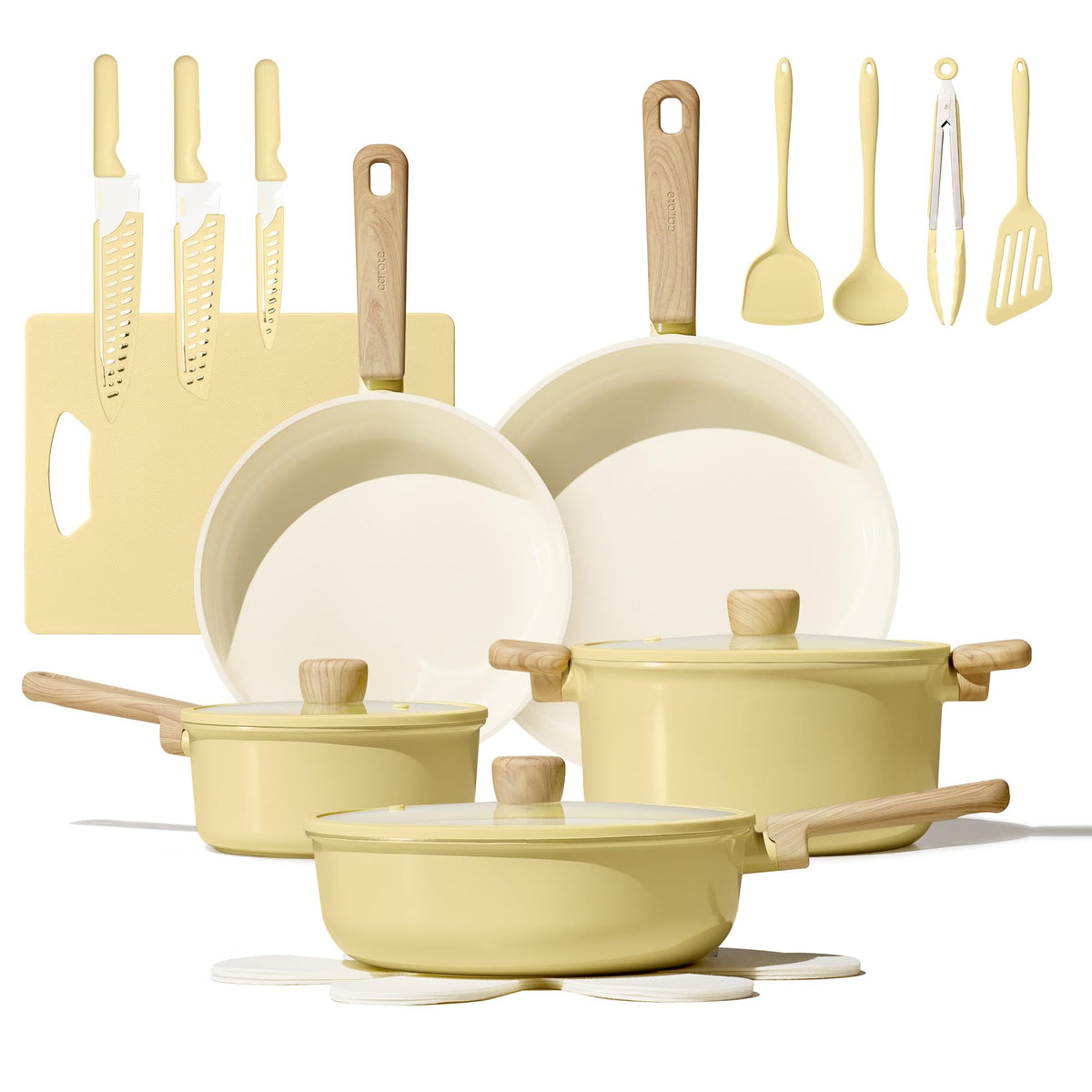 CAROTE set de cocina cerámico 24 piezas para cocinar rápido y con limpieza