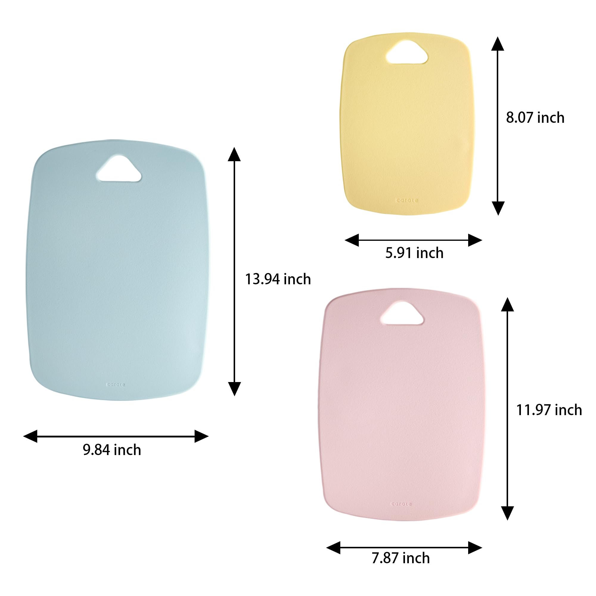 CAROTE tabla con asa ergonómica para transportar fácilmente en la cocina.