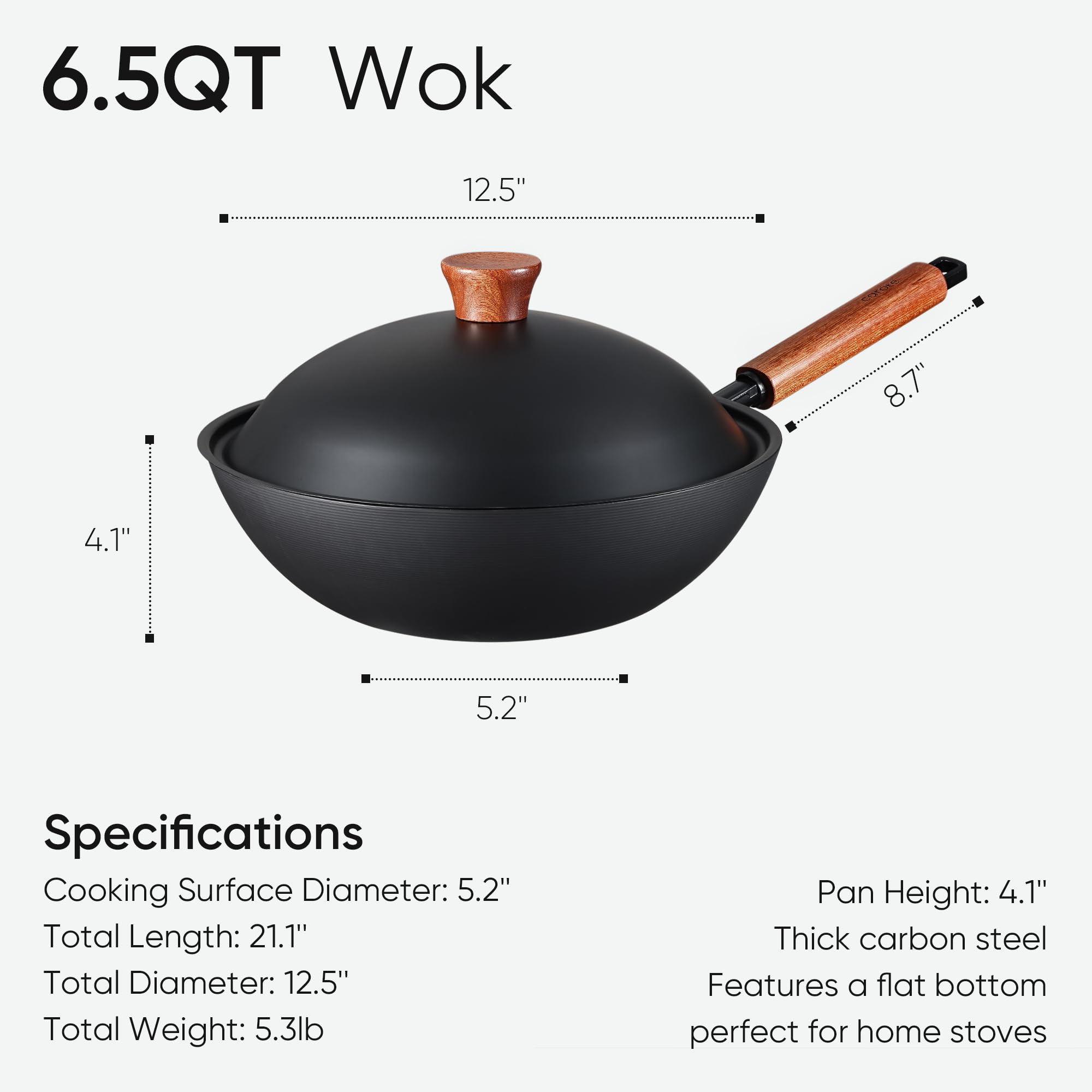 Base plana gruesa del wok CAROTE para volteos estables