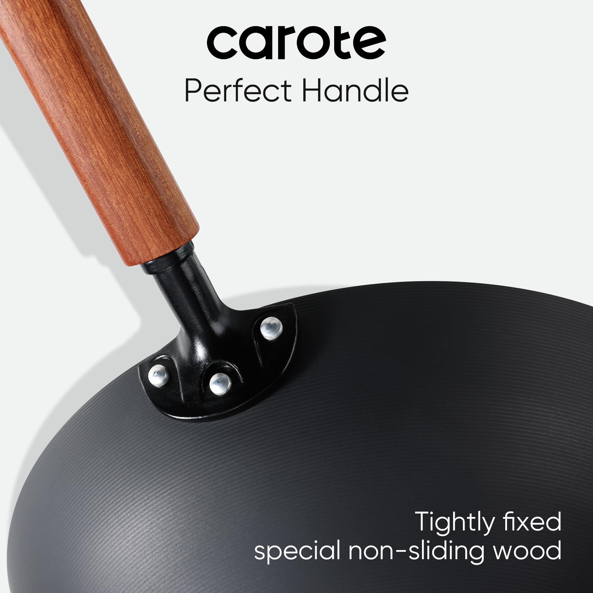 Mango de madera Sapele en el wok CAROTE ofrece agarre cómodo
