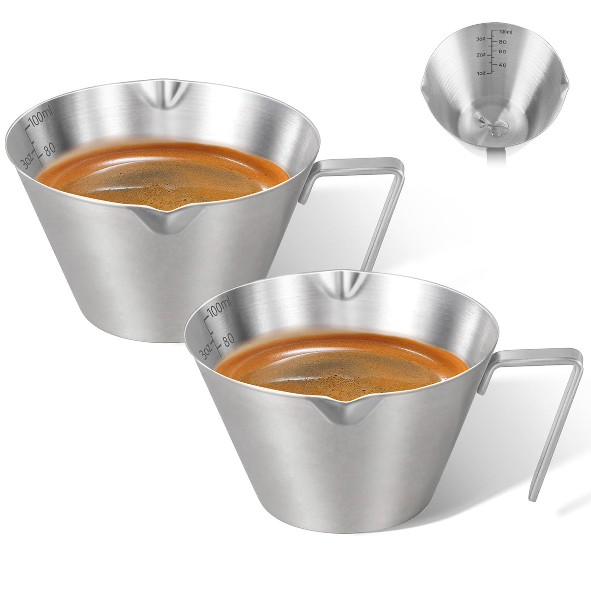 Carrottimes tazas espresso dos piezas con mango para un agarre cómodo.
