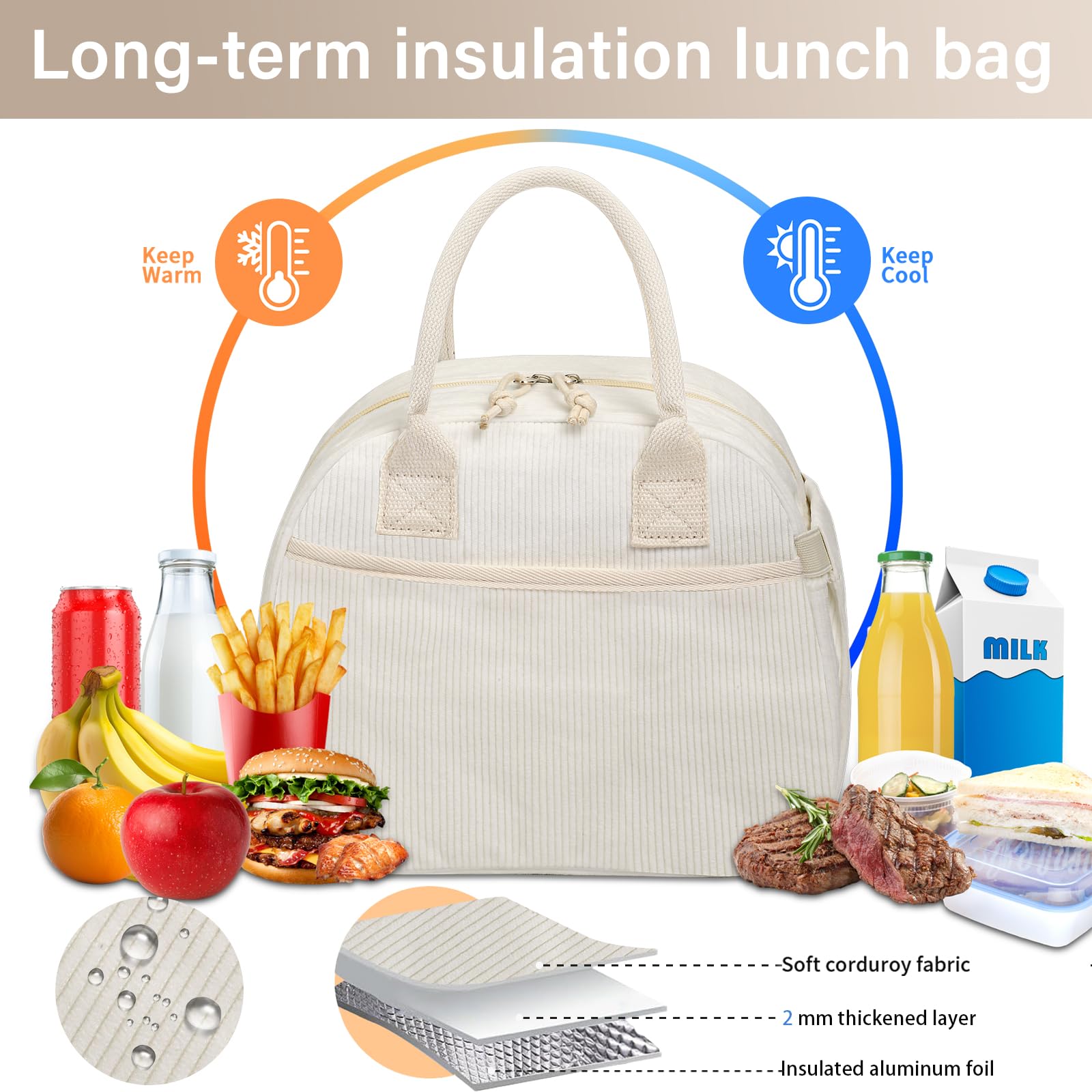 Carry bloom lonchera pana beige: uso laboral, para oficina o estudio.