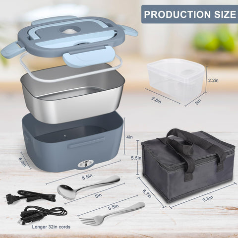 Carsolt fiambrera eléctrica, contenedor 304 acero: mantiene la comida caliente y fresca.