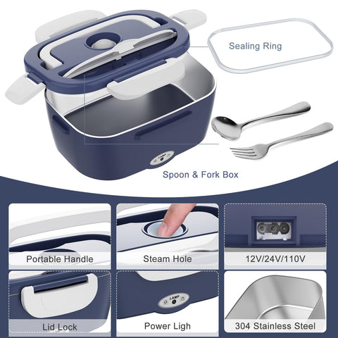 Interior de acero inoxidable 304 Carsolt, capacidad de 1.5 litros para comidas abundantes.