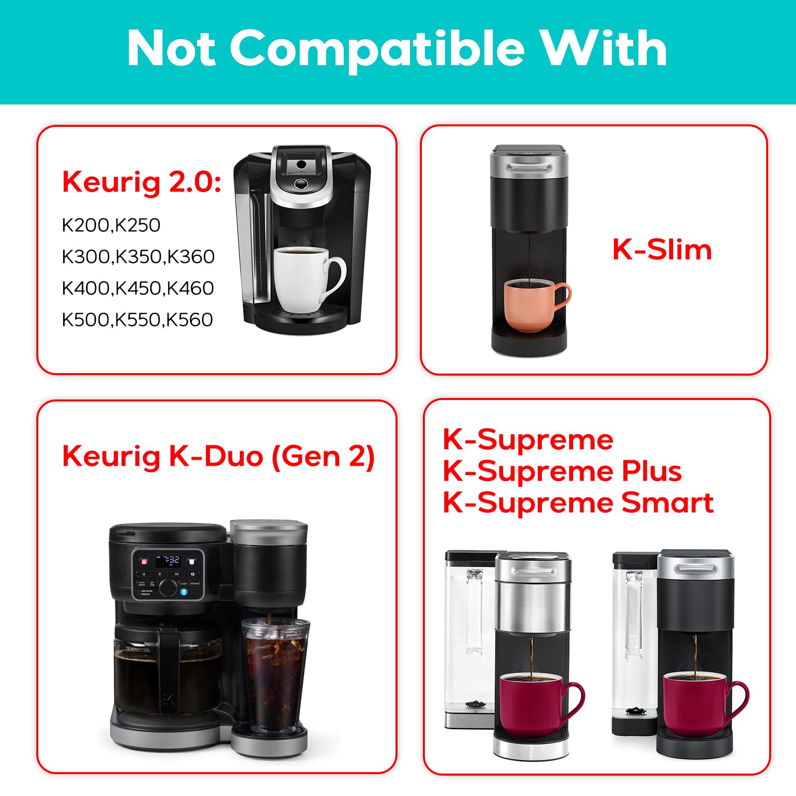 CASABREWS CASKF02 compatible con Keurig 1.0, ajuste universal para modelos clásicos
