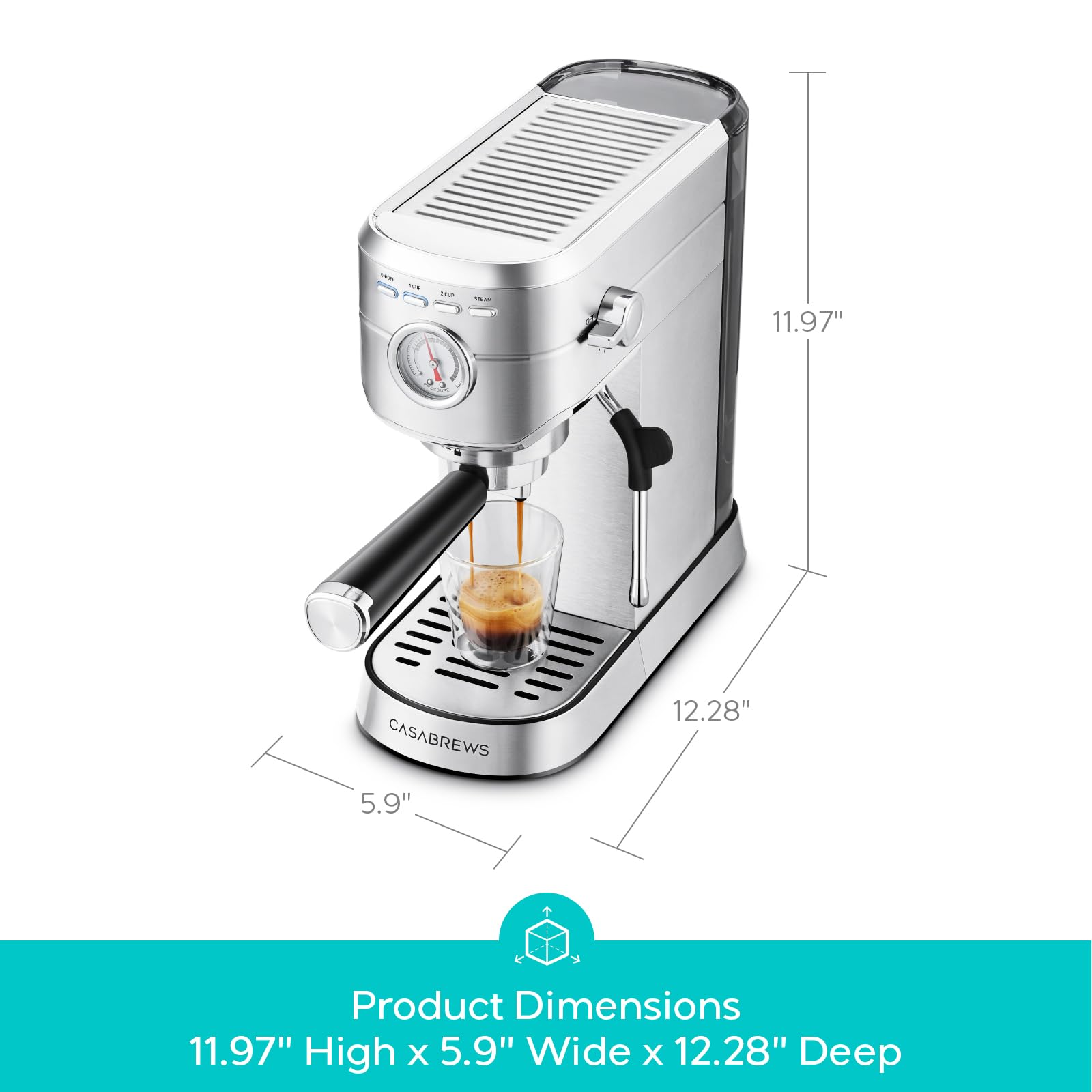 Cappuccino cremoso servido junto a la CASABREWS CM5418.