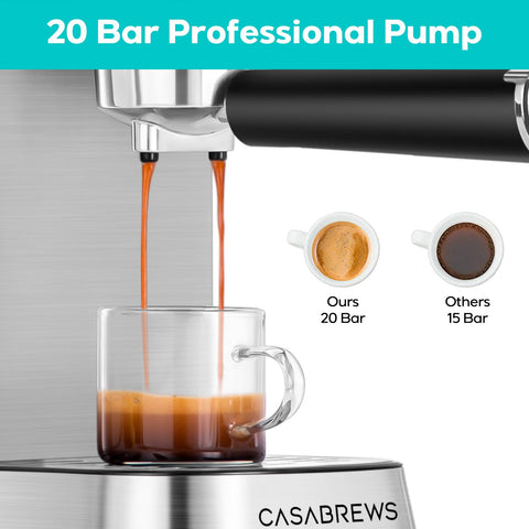 Vaporizador de leche profesional de Casabrews CM5418J para textura cremosa y arte de capuchino.