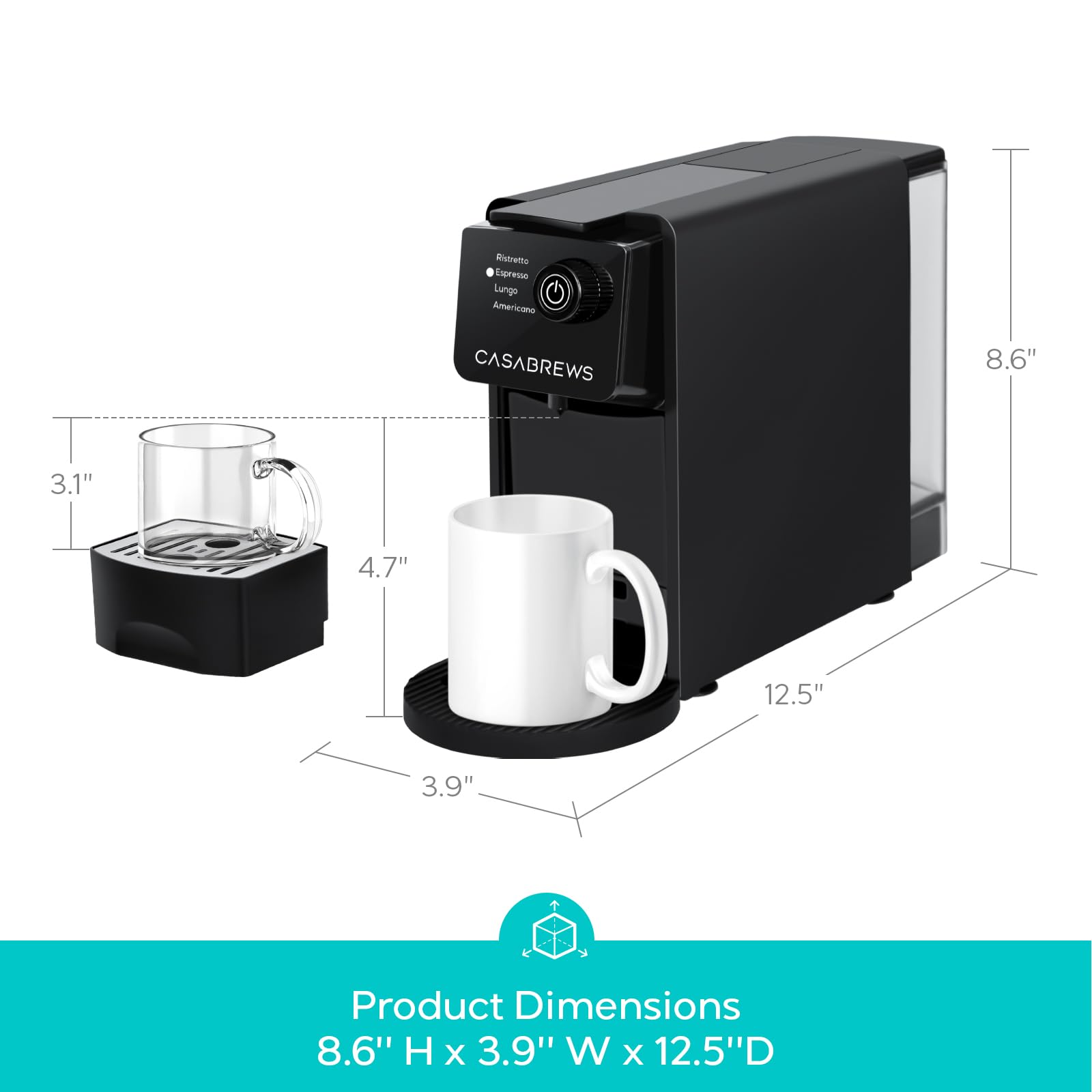 CASABREWS CM7036E, bomba de 20 bares para extracción rica y crema.