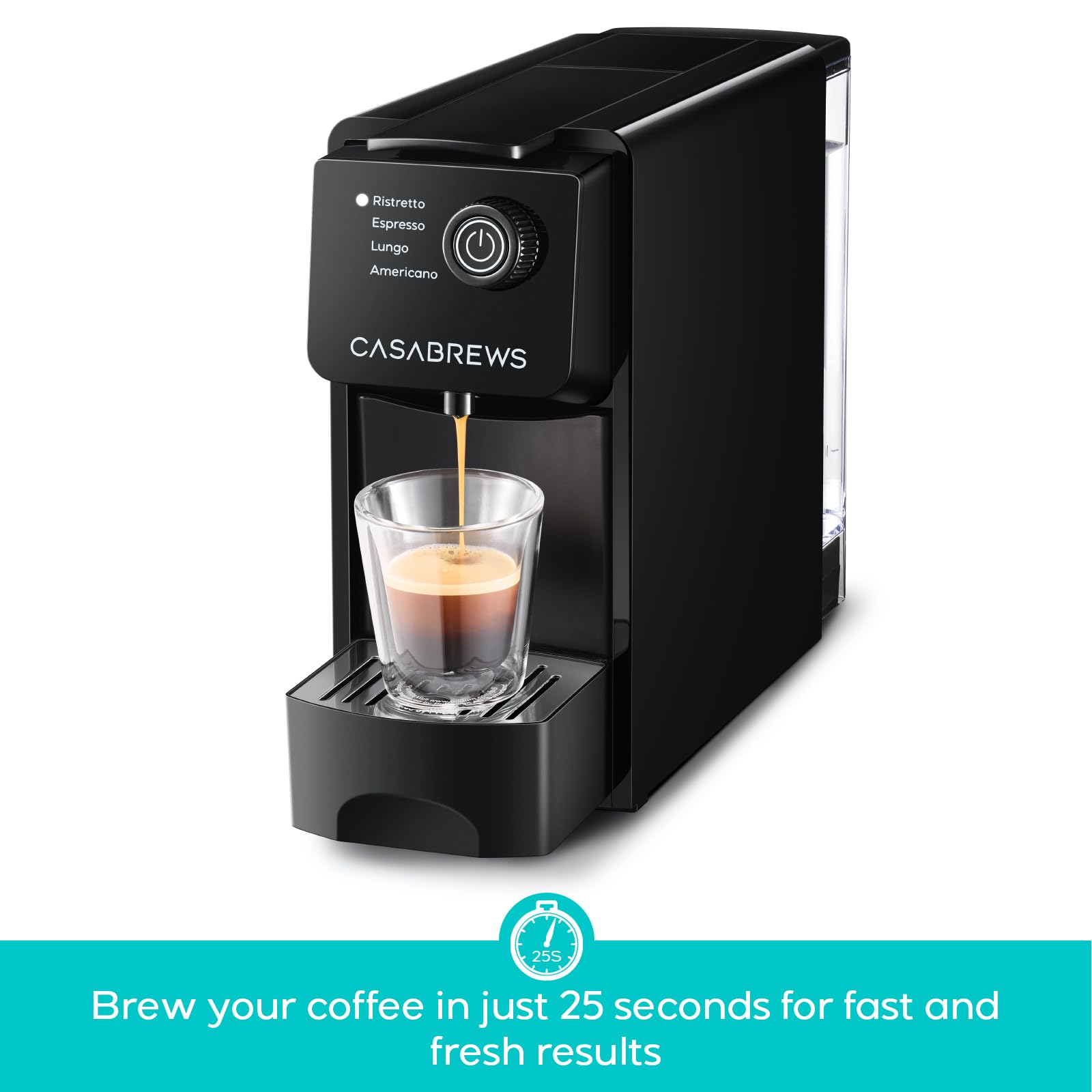 Casabrews CM7036E depósito de agua de 21 oz, uso cómodo.