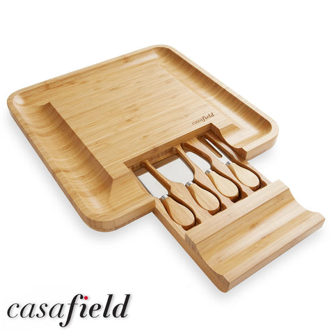 Cuchillos de acero inoxidable para queso con mango de bambú de Casafield
