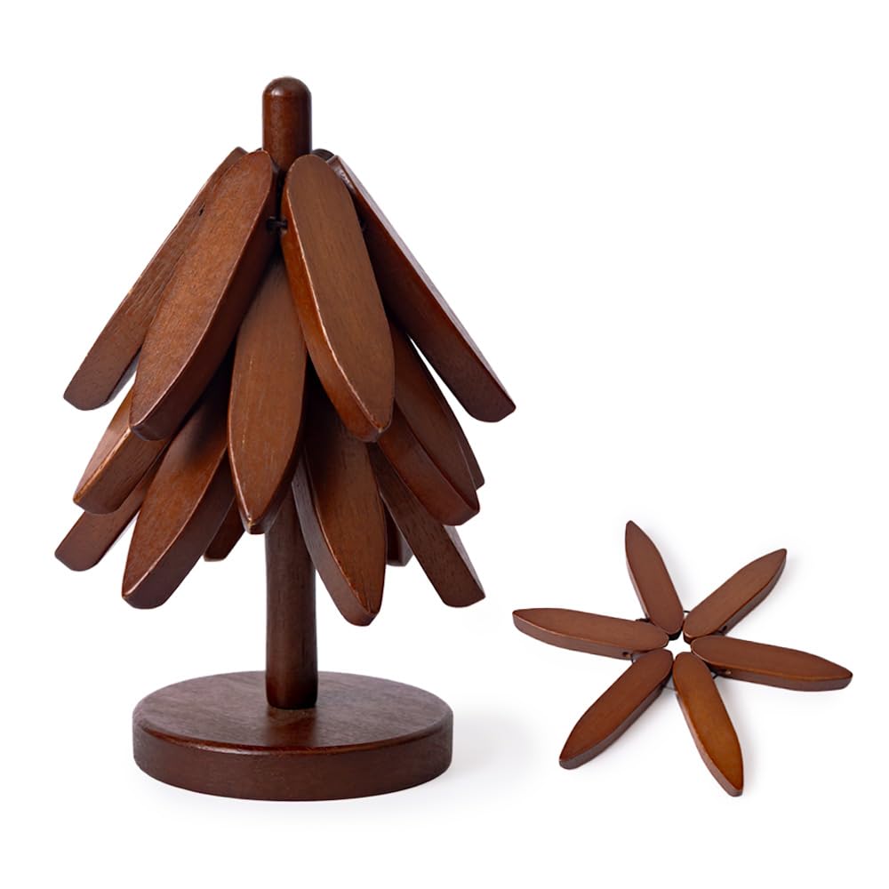 Casa/Legno soporte navideño-trivet, se guarda como árbol de Navidad.