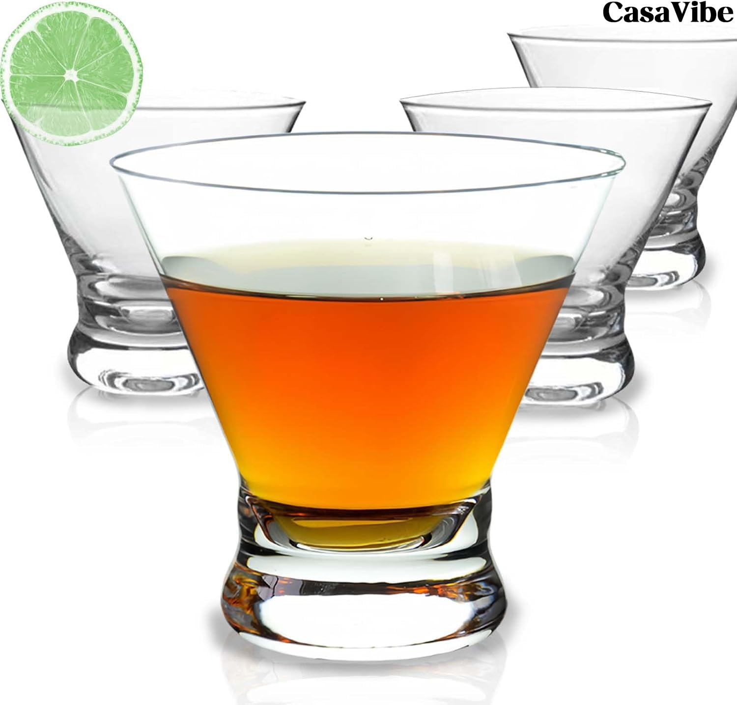 Copa de Martini sin tallo CasaVibe en cristal, ideal para cócteles refinados.