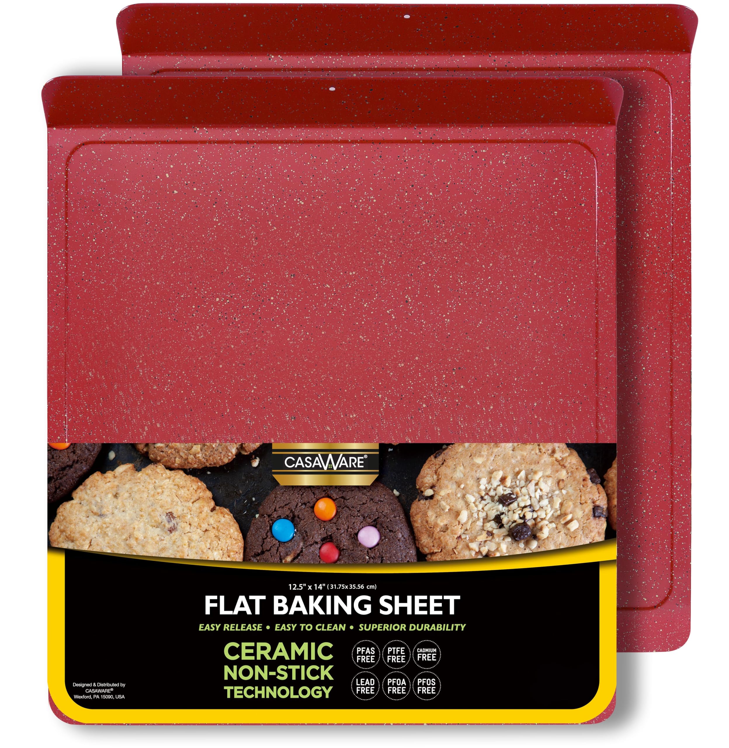 CasaWare bandeja para hornear plana con recubrimiento cerámico antiadherente rojo granito.