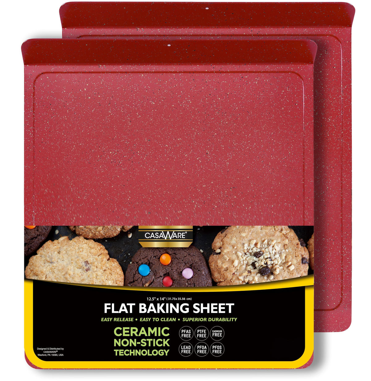 CasaWare bandeja para hornear plana con recubrimiento cerámico antiadherente rojo granito.