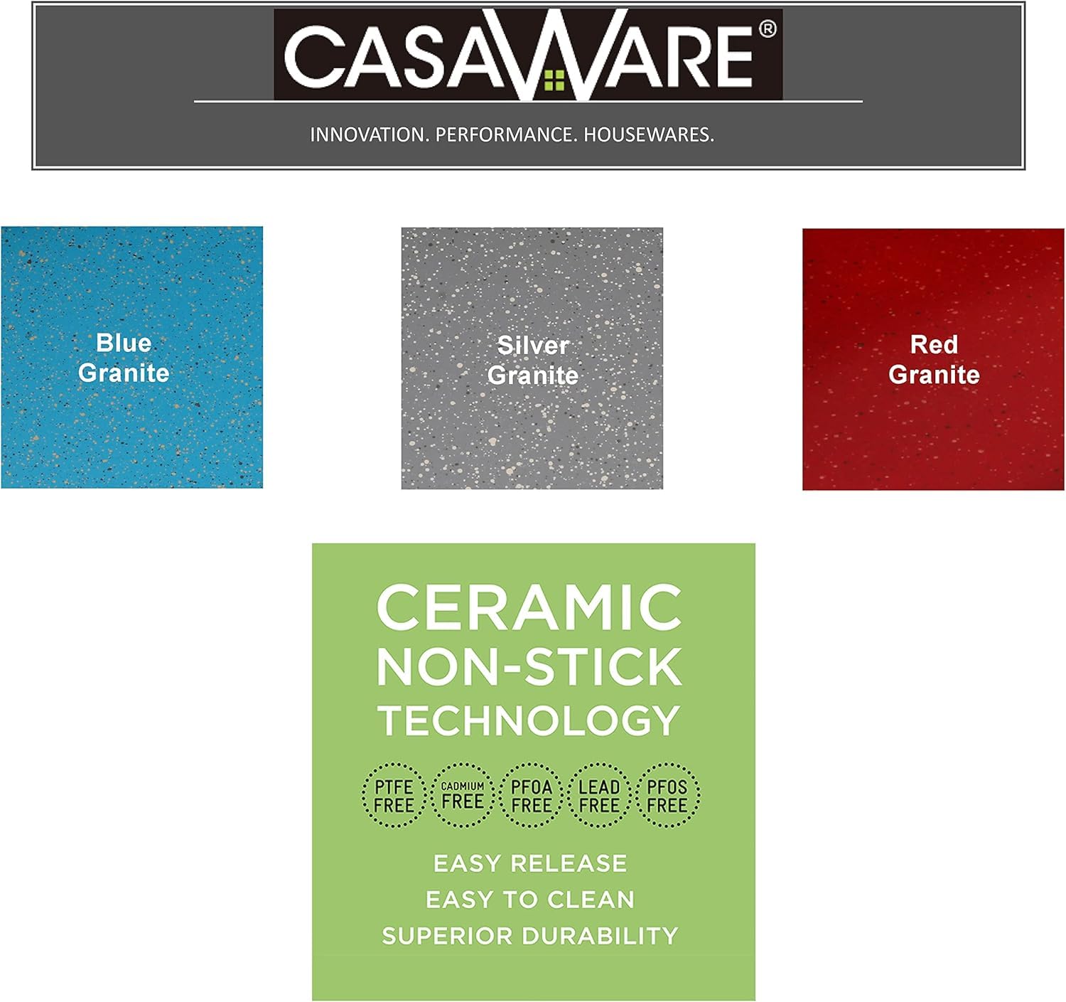 CasaWare recubrimiento antiadherente facilita limpieza y desmolde rápido.